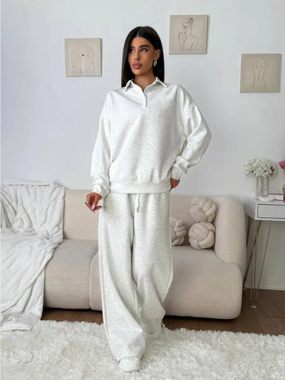 Dames Pull sportif avec pantalons larges Chic und Stil