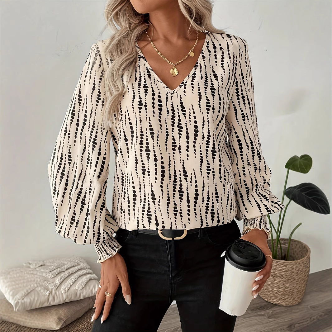 Chemisier femme avec décolleté en V et manches bouffantes Chic und Stil