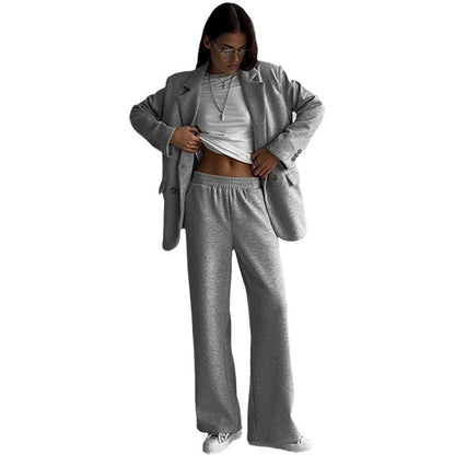 Dames élégant et décontracté ensemble deux pièces avec blazer surdimensionné et pantalon ample Chic und Stil