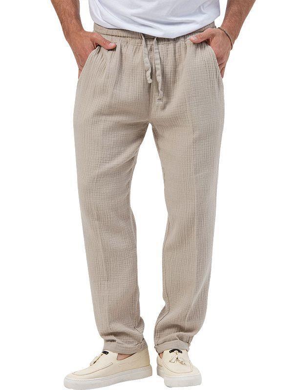Casual linen pants for men with elastic waistband and practical side pockets Chic and Style