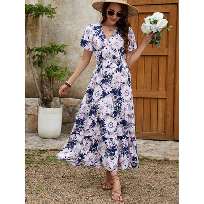 Robe midi enveloppante à fleurs pour femmes Chic und Stil