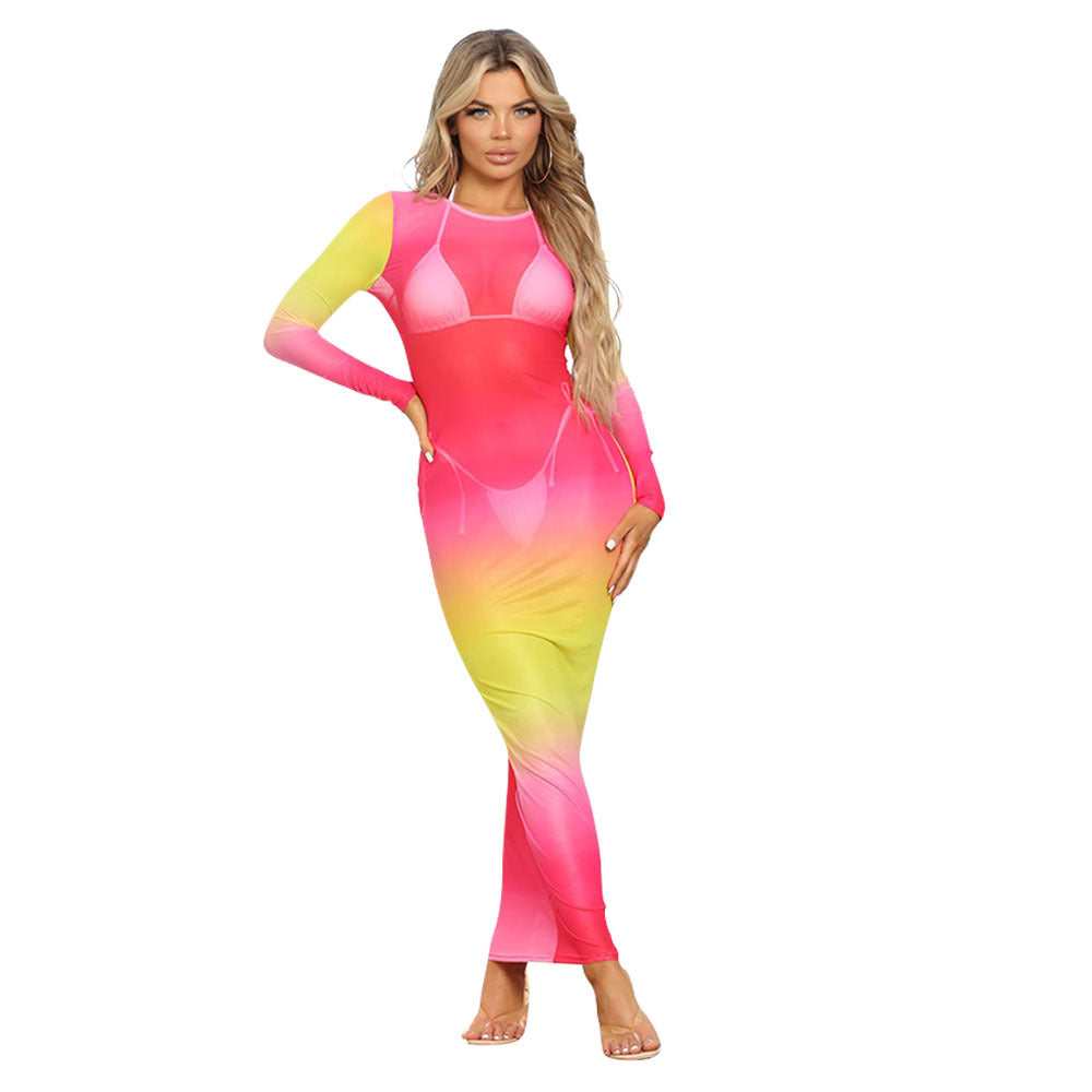 Women's Transparent Long Sleeve Cover-Up Dress Chic and Style