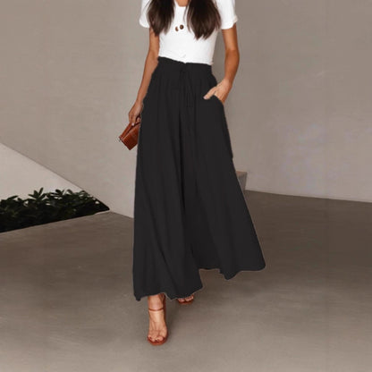 Wide-leg pants for women with elastic waistband and pockets Chic and Style