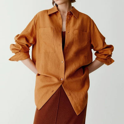 Chemise en lin légère à boutons pour femmes Chic und Stil