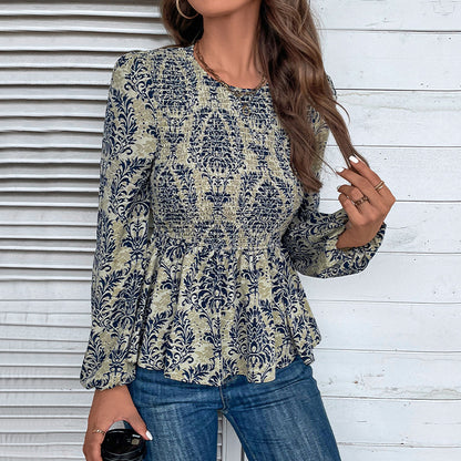 Chemise élégante pour femmes avec des manches volumineuses et un motif floral Chic und Stil