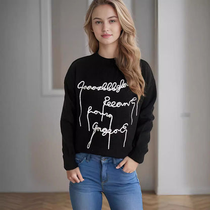 Pull décontracté pour femmes avec inscription créative Chic und Stil
