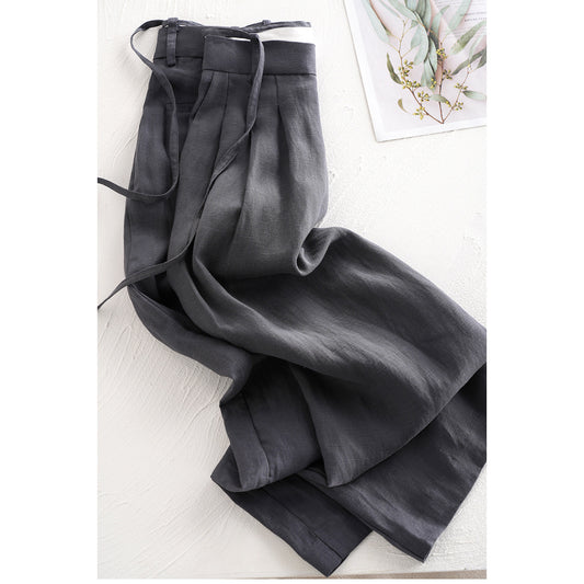 Pantalons en lin relaxés taille haute pour femmes Chic und Stil