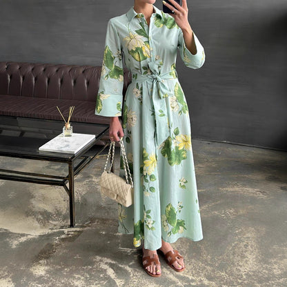 Robe maxi femme avec motifs floraux et ceinture enroulée Chic und Stil