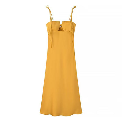 Robe maxi pour femmes avec bretelles spaghetti réglables et coupe élégante Chic und Stil