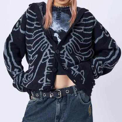 Dames Grand hoodie avec cape graphique frappante et coupe non conventionnelle Chic und Stil