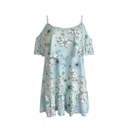 Dames Floral Off-Shoulder Volant Mini Robe Chic und Stil