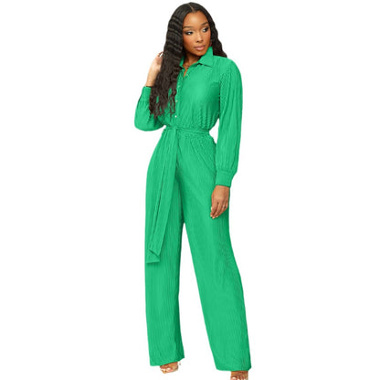 Dames élégante combinaison à manches longues avec détails de taille Chic und Stil