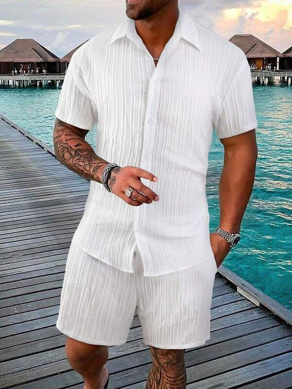 Chemise à manches courtes en rayures pour hommes Set Chic und Stil