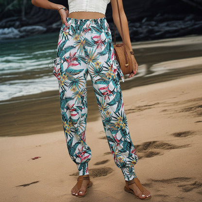 Women Tropical Cargo Pants Chic and Style