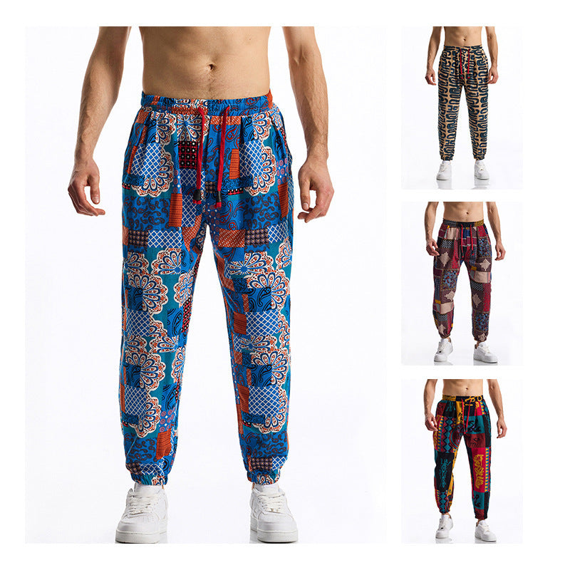 Men's casual pants with colorful pattern and elastic waistband Chic und Stil