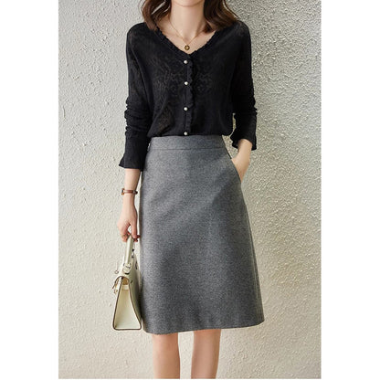 Jupe en laine A-line ajustée pour femmes Chic und Stil
