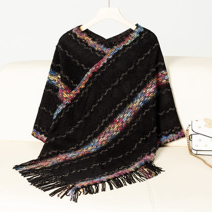 Pull oversize élégant pour femmes avec ourlet à franges et motif unique Chic und Stil
