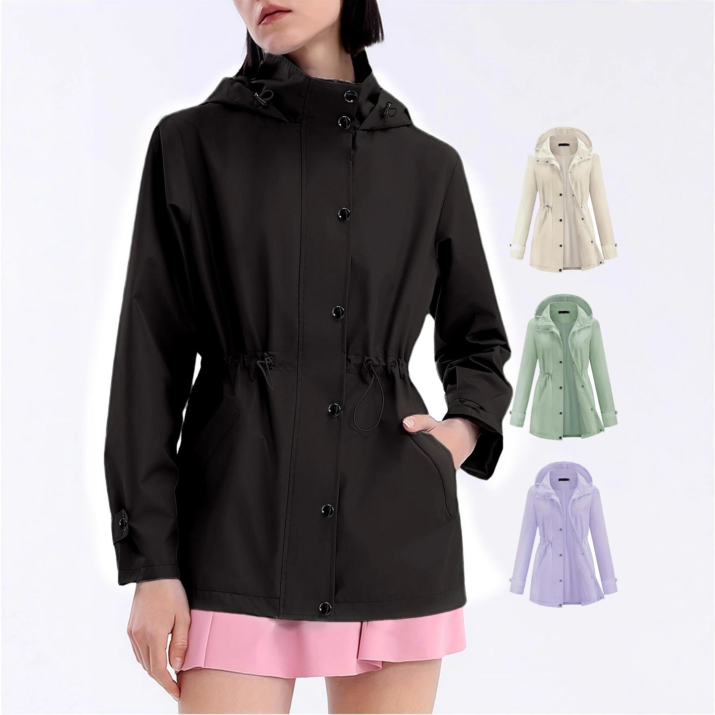Functional practical jacket for women with adjustable waist and hood Chic and Style