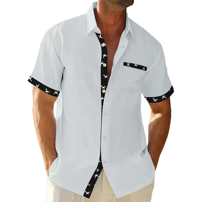 Chemise à manches courtes pour hommes avec col à la mode et poche poitrine Chic und Stil