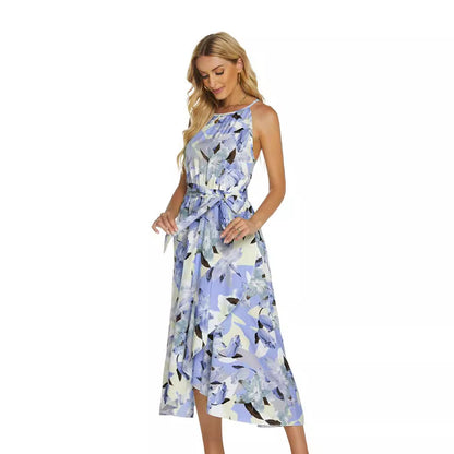 Dames Fleurs Robe Enveloppe Midi Chic und Stil