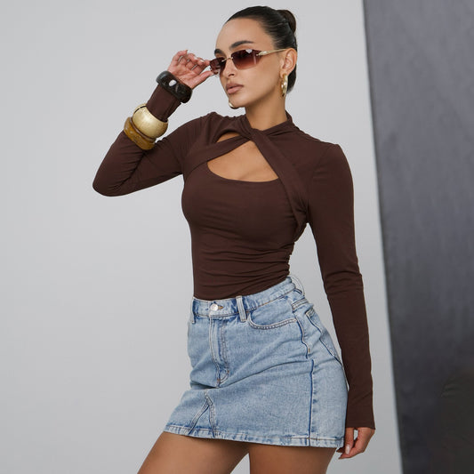 Body à manches longues pour femmes avec un design innovant à découpes Chic und Stil