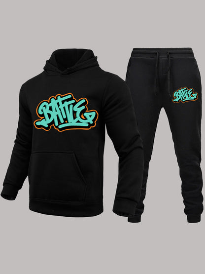 Women's hoodie and jogger pants set with urban graffiti design Chic and Style