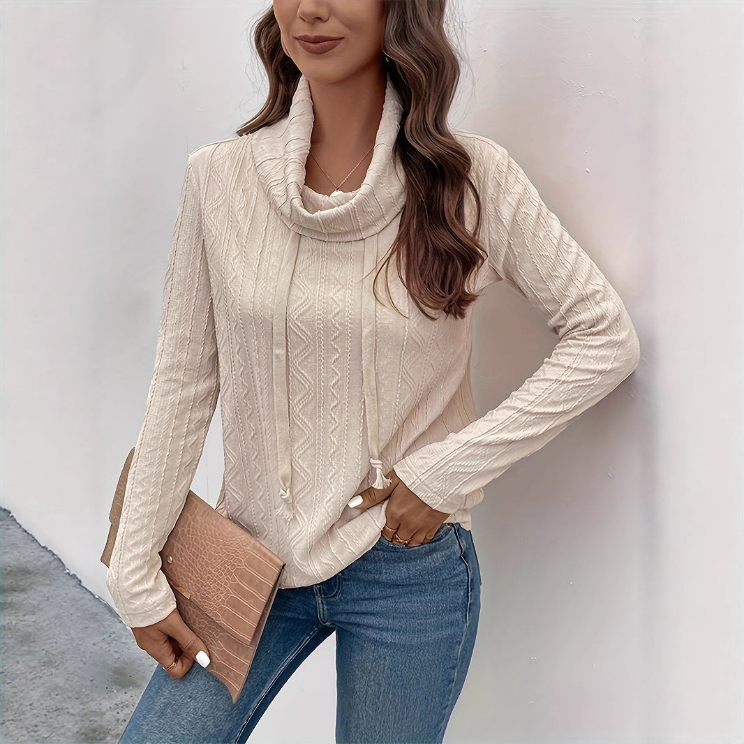 Pull femme à col bénitier avec détail de motif texturé et manches longues Chic und Stil