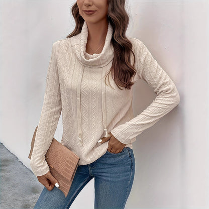 Pull femme à col bénitier avec détail de motif texturé et manches longues Chic und Stil