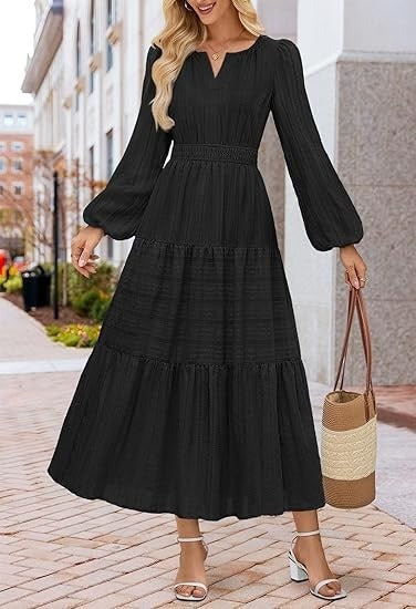 Robe maxi pour femmes avec des manches volumineuses et un ourlet flottant Chic und Stil