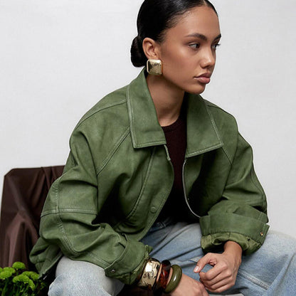 Chic und Stil Veste oversize décontractée pour femmes en daim vegan