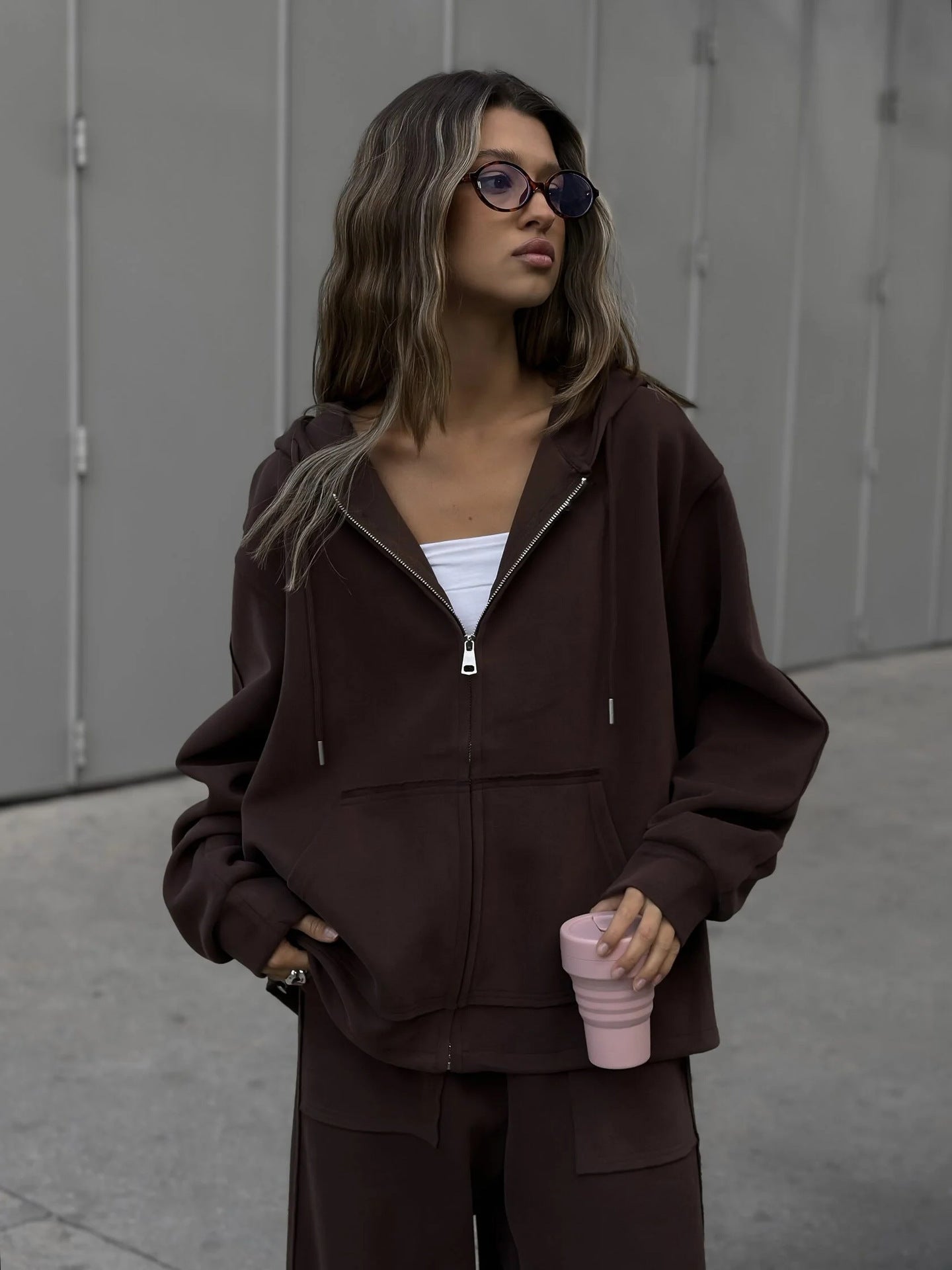 Dames Ensemble de loungewear surdimensionné confortable avec capuche Chic und Stil