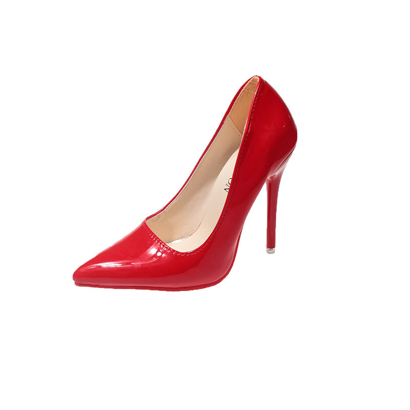 Dames Classiques Talons Aiguilles avec Design Pointu et Surface Brillante Chic und Stil