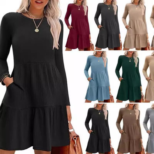 Robe maxi femme avec structure côtelée et jupe évasée Chic und Stil