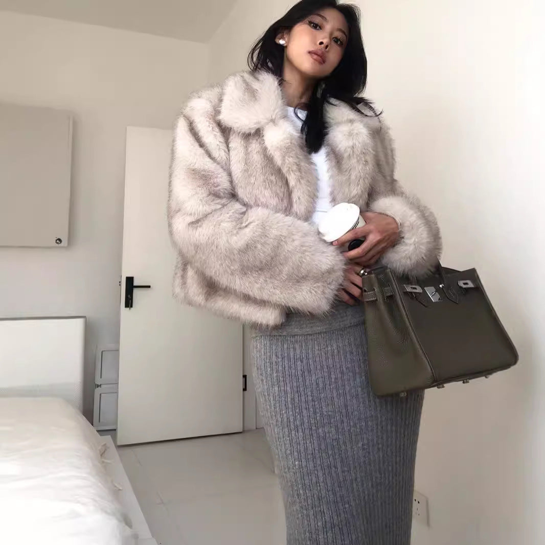 Dames élégante veste en fausse fourrure Chic und Stil