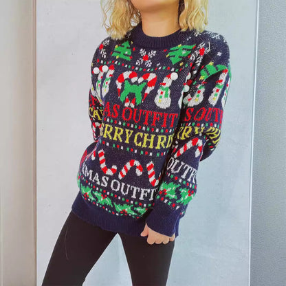 Pull de Noël pour femmes avec des motifs colorés et des applications amusantes Chic und Stil