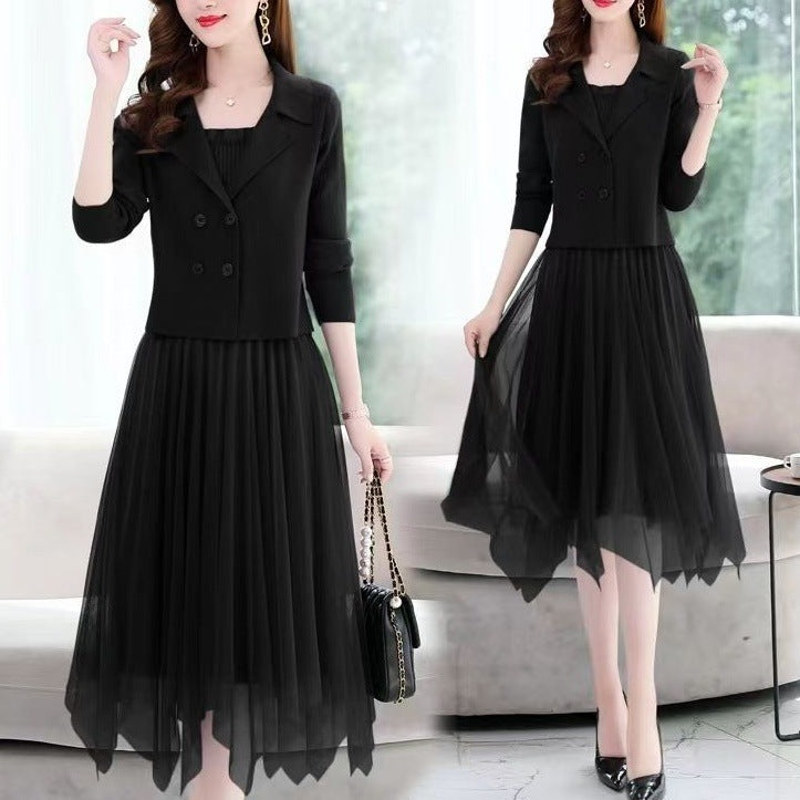Dames Élégant robe en tulle avec blazer assorti Chic und Stil
