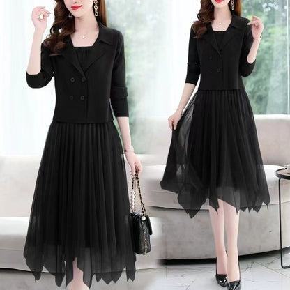 Dames Élégant robe en tulle avec blazer assorti Chic und Stil