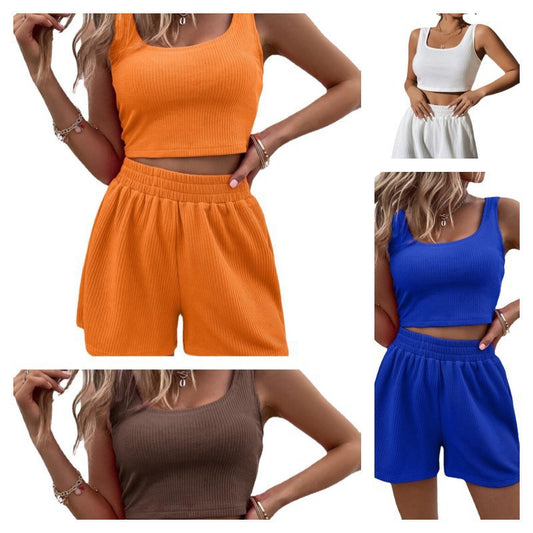 Ensemble de loisirs pour femmes avec haut court et shorts amples Chic und Stil