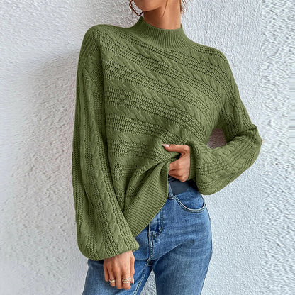 Pull-over en tricot pour femmes avec col montant et motif structuré Chic und Stil