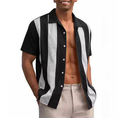 Chemise à manches courtes pour hommes avec un motif rayé élaboré Chic und Stil