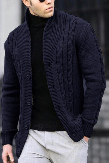 Cardigan pour homme avec motif en cable et col châle Chic und Stil