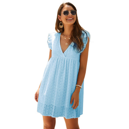 Robe d'été pour femmes avec motif d'yeux et manches volumineuses Chic und Stil