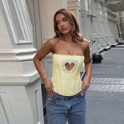 Haut corset sans bretelles en dentelle pour femme Chic und Stil