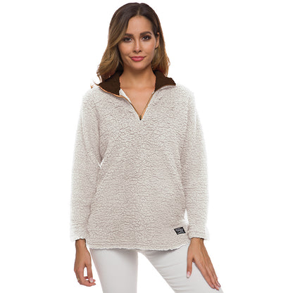 Pull polaire confortable pour dames avec col montant et fermeture éclair Chic und Stil