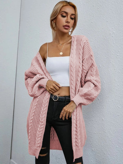 Dames Grosse-maille-Kimono-Cardigan avec structure en rib haut de gamme Chic und Stil
