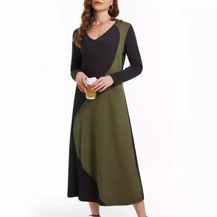 Robe maxi à manches longues pour femmes avec un design géométrique moderne Chic und Stil