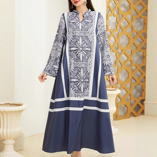 Robe maxi pour femmes avec col montant élégant et manches évasées Chic und Stil