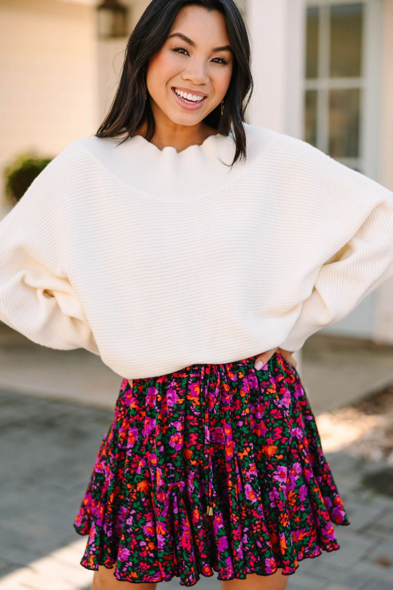 Pull femme décontracté avec décolleté asymétrique et manches larges Chic und Stil