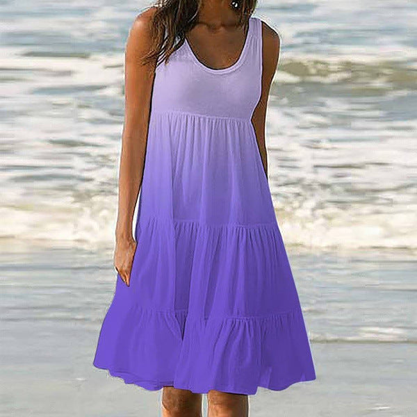 Robe A-Line d'été pour femmes avec design dégradé élégant et détails volants Chic und Stil