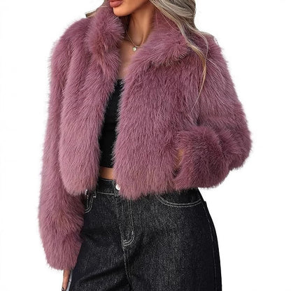 Dames élégante veste en fausse fourrure avec coupe volumineuse Chic und Stil